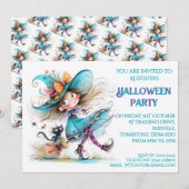 *Whimsical Witch Halloween Party Uitnodiging (Voorkant / Achterkant)