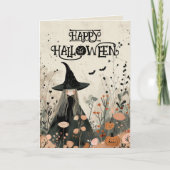 Whimsical Witch Herfst Foliage Happy Halloween Kaart (Voorkant)