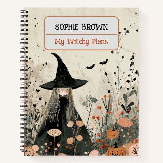 Whimsical Witch Herfst Foliage Mijn Witchy Plans Notitieboek (Voorkant)
