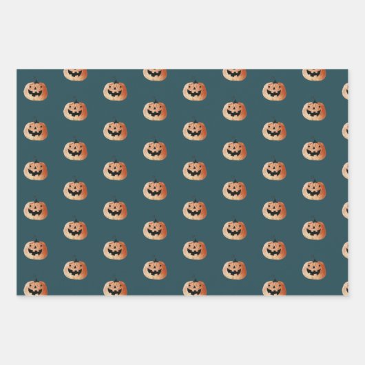 Whimsical Witch & Jack-o-Lanterns Halloween Patroo Inpakpapier Vel (Voorkant 3)