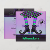 Whimsical Witch Legs Halloween Party Kaart (Voorkant / Achterkant)