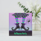 Whimsical Witch Legs Halloween Party Kaart (Staand voorkant)