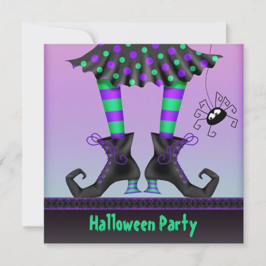 Whimsical Witch Legs Halloween Party Kaart (Voorkant)