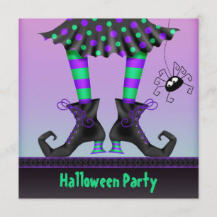 Whimsical Witch Legs Halloween Party Kaart