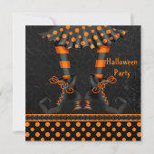 Whimsical Witch Legs Halloween Party Kaart (Voorkant)