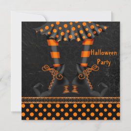 Whimsical Witch Legs Halloween Party Kaart
