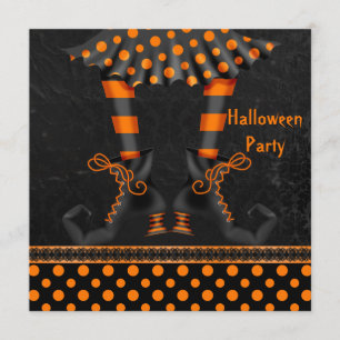 Whimsical Witch Legs Halloween Party Kaart