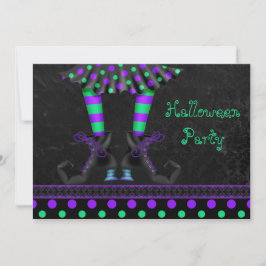 Whimsical Witch Legs Halloween Party Kaart