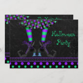 Whimsical Witch Legs Halloween Party Kaart (Voorkant / Achterkant)