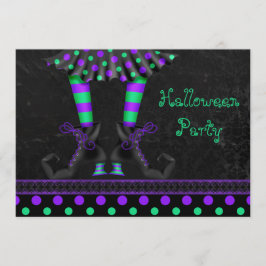 Whimsical Witch Legs Halloween Party Kaart
