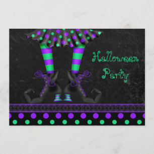 Whimsical Witch Legs Halloween Party Kaart