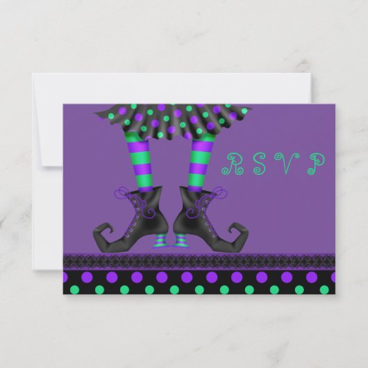 Whimsical Witch Legs Halloween Party RSVP (Voorkant)