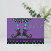 Whimsical Witch Legs Halloween Party RSVP (Staand voorkant)