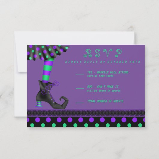 Whimsical Witch Legs Halloween Party RSVP (Achterkant)