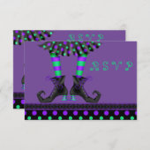 Whimsical Witch Legs Halloween Party RSVP (Voorkant / Achterkant)