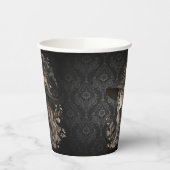 Whimsical Witch on Black Damask Papieren Bekers (Links)
