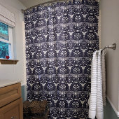 Whimsical Witch Paddenstoelen Donkerblauw Hallowee Douchegordijn