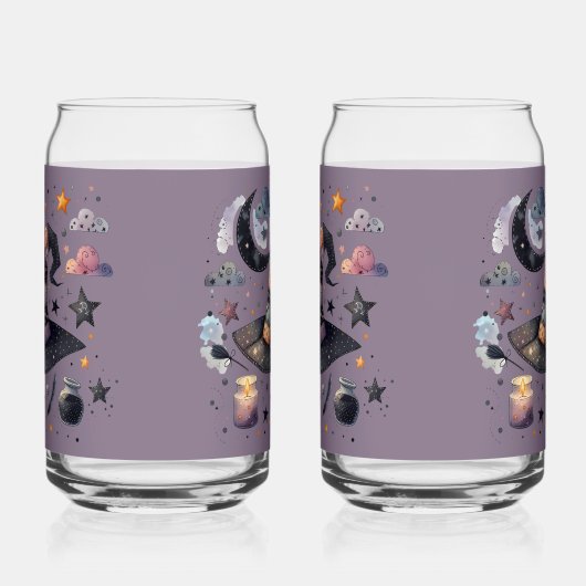 Whimsical Witch Pet en hemelse magie Blikvorm Glas (Rechts)