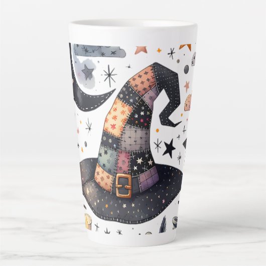 Whimsical Witch Pet en hemelse magie Latte Mok (Voorkant)