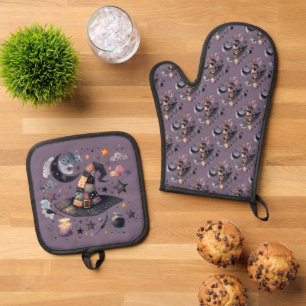 Whimsical Witch Pet en hemelse magie Ovenwant & Pannenlap Set