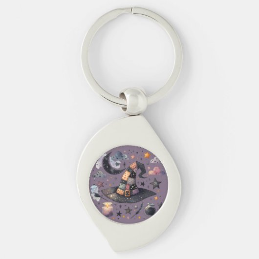 Whimsical Witch Pet en hemelse magie Sleutelhanger (Voorkant)