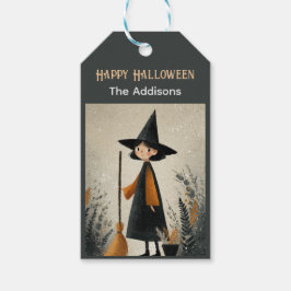 Whimsical Witch Spooky Schattige Halloween Cadeaulabel