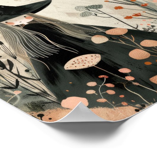 Whimsical Witch Waterverf Halloween kinderkamer Poster (Hoek)