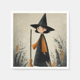 Whimsical Witch Waterverf Halloween Servet