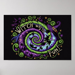 Whimsical Witch Way to Fun Halloween Ontwerp Poster