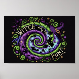 Whimsical Witch Way to Fun Halloween Ontwerp Poster