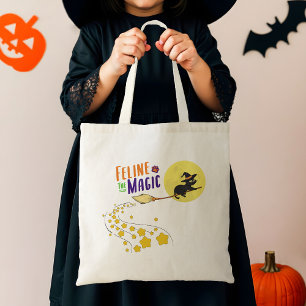 Whimsical Witch Zwarte Kat Schattige Modern Hallow Tote Bag
