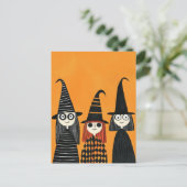 Whimsical Witches Schattige en Spooky Halloween Briefkaart (Staand voorkant)