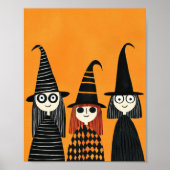 Whimsical Witches Spooky Schattige Halloween Poster (Voorkant)