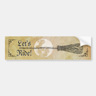 Whimsical Witchy Full Moon Bumpersticker