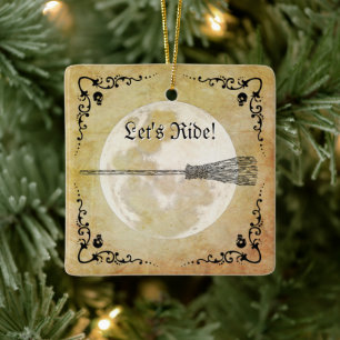 Whimsical Witchy Full Moon Keramisch Ornament