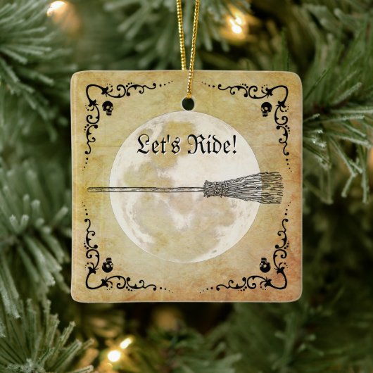 Whimsical Witchy Full Moon Keramisch Ornament (Boom)