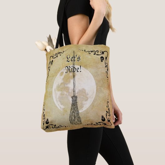 Whimsical Witchy Full Moon Tote Bag (Dichtbij)