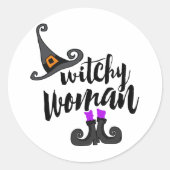 Whimsical Witchy Woman Halloween Ronde Sticker (Voorkant)