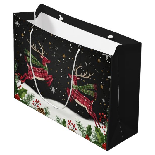 Whimsical with deer large gift bag groot cadeauzakje (Voorkant Gekanteld)