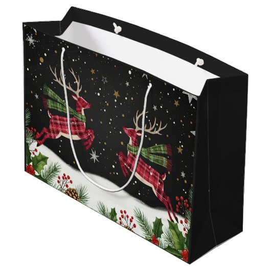 Whimsical with deer large gift bag groot cadeauzakje (Achterkant Gekanteld)