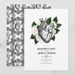 Whimsical Witte Bloem Gothic Bachelorette Feest Kaart