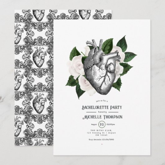 Whimsical Witte Bloem Gothic Bachelorette Feest Kaart (Voorkant / Achterkant)
