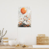 Whimsical Witte Eenhoorn in Oranje Bloemenveld Ill Poster (Keuken)