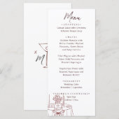 Whimsical Witte Handgetekende Geïllustreerde Trouw Menu (Voorkant / Achterkant)