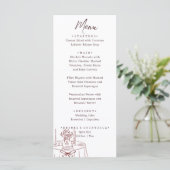Whimsical Witte Handgetekende Geïllustreerde Trouw Menu (Staand voorkant)