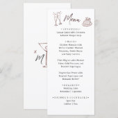 Whimsical Witte Handgetekende Geïllustreerde Trouw Menu (Voorkant / Achterkant)