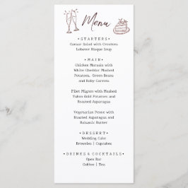 Whimsical Witte Handgetekende Geïllustreerde Trouw Menu