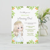 Whimsical Witte Jurk Prinses Bloemen Verjaardag Kaart (Staand voorkant)