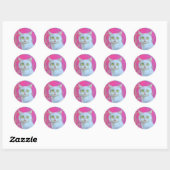 Whimsical witte kat ronde sticker (Vel)