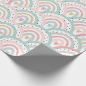 Whimsical Witte regenbogen en harten pastel Cadeaupapier (Hoek)